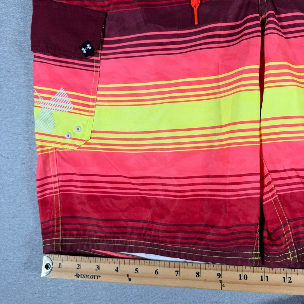 Under Armour Mens HeatGear Striped Board Shorts‎ Red Yellow Size 34 1257781